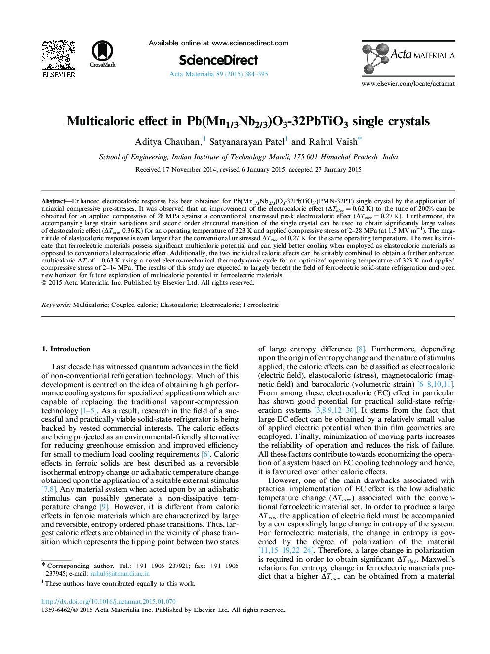 Multicaloric effect in Pb(Mn1/3Nb2/3)O3-32PbTiO3 single crystals