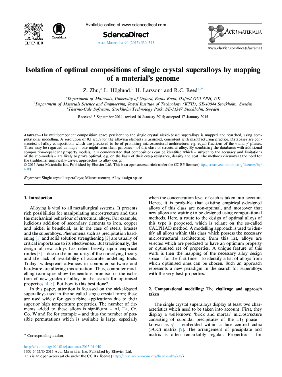 Isolation of optimal compositions of single crystal superalloys by mapping of a material's genome