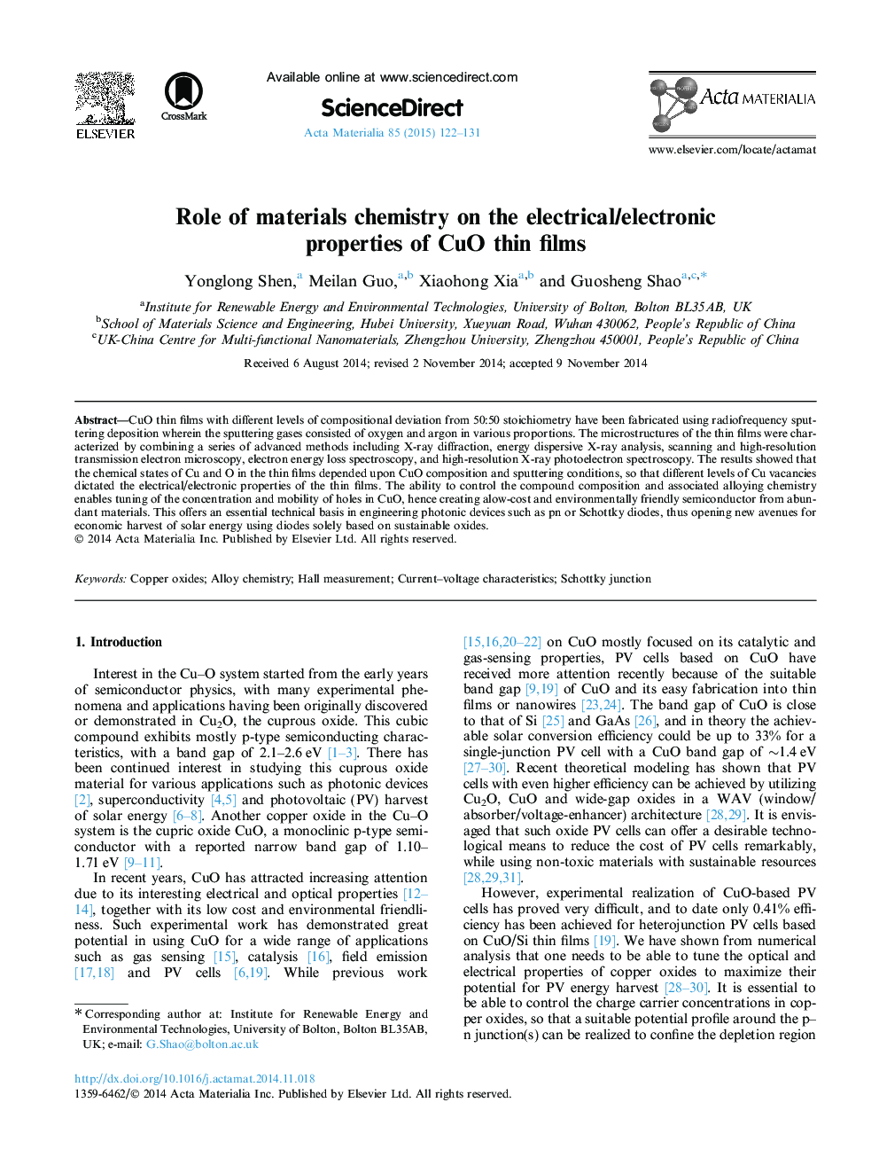 Role of materials chemistry on the electrical/electronic properties of CuO thin films