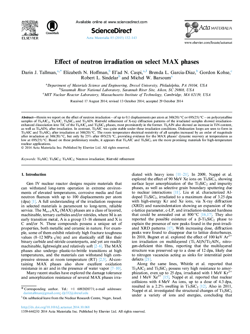 Effect of neutron irradiation on select MAX phases