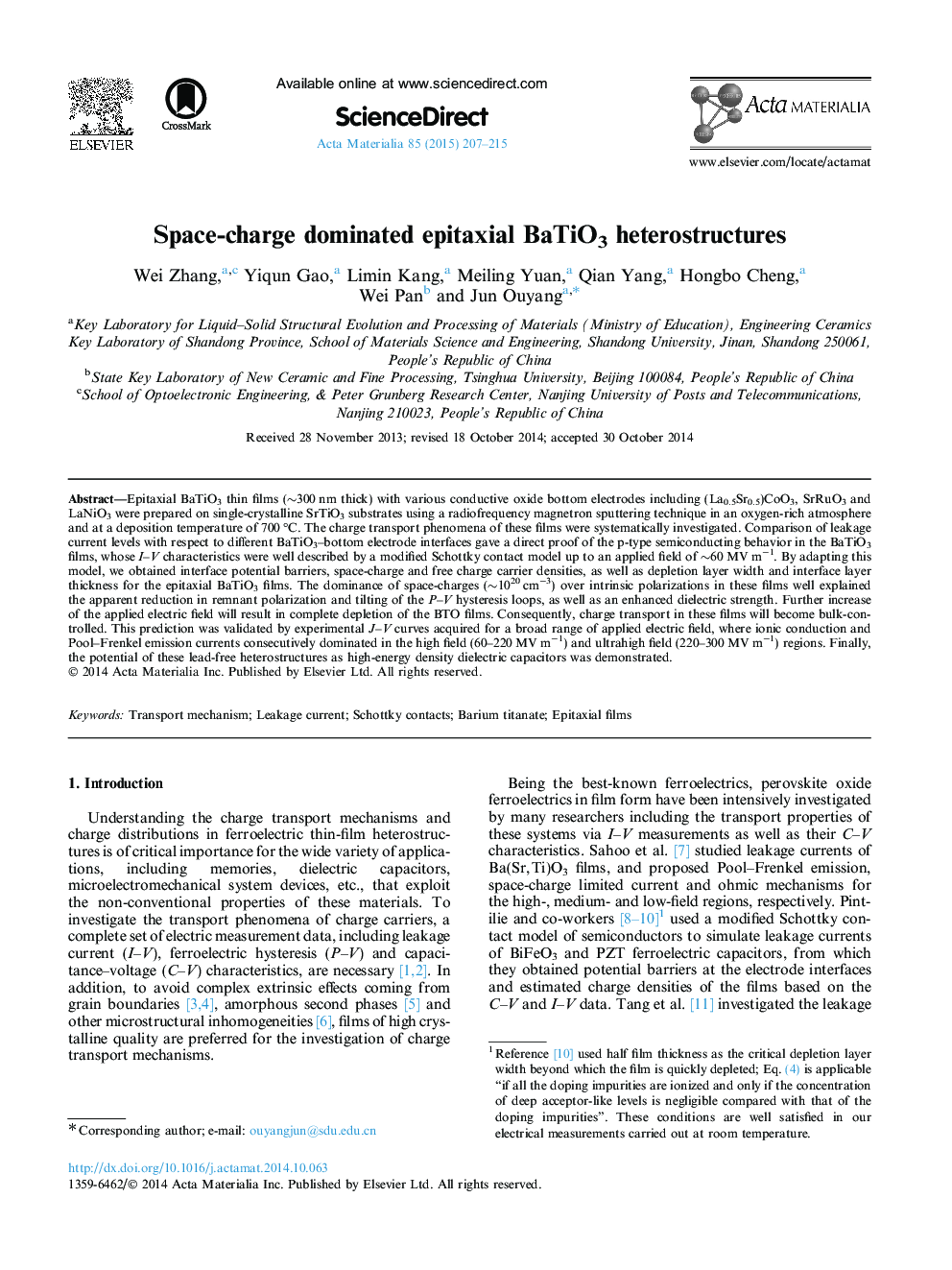 Space-charge dominated epitaxial BaTiO3 heterostructures