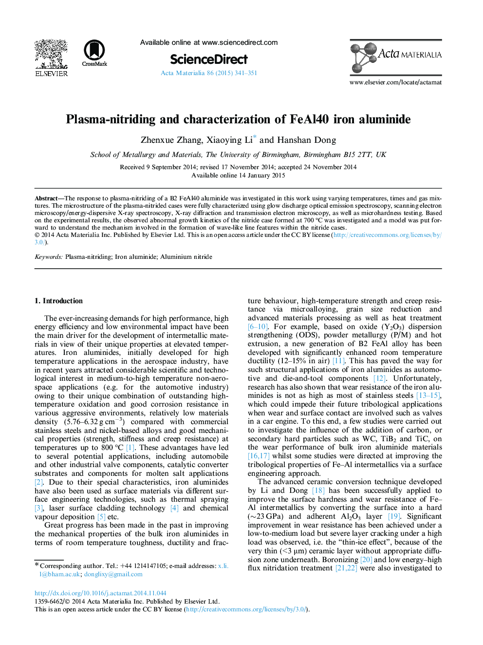 Plasma-nitriding and characterization of FeAl40 iron aluminide