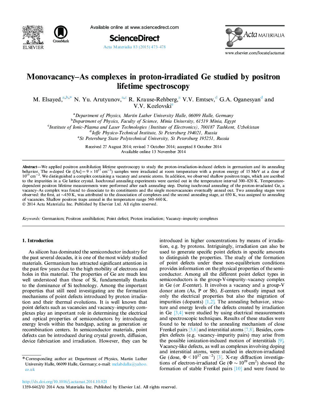 طیف سنجی طول عمر پوزیترون مطالعه خواص پیچیده مونواوکانانس-به عنوان پروتئین مورد بررسی قرار گرفت 