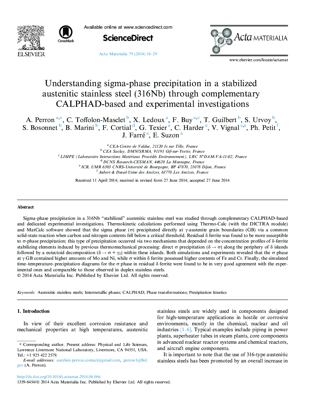 Understanding sigma-phase precipitation in a stabilized austenitic stainless steel (316Nb) through complementary CALPHAD-based and experimental investigations