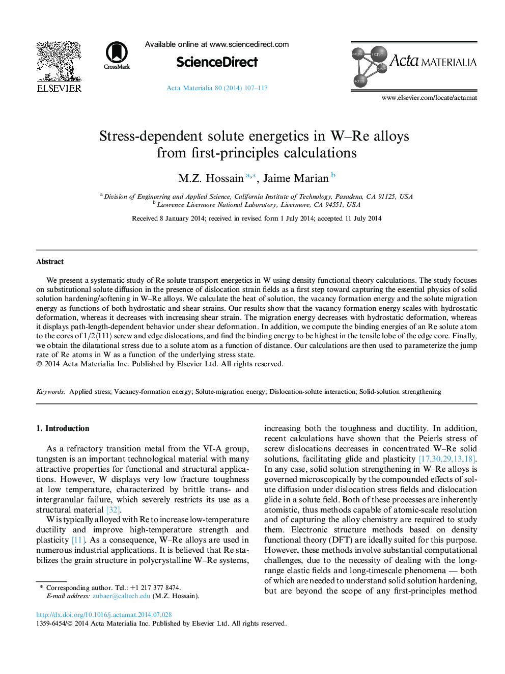 Stress-dependent solute energetics in W-Re alloys from first-principles calculations