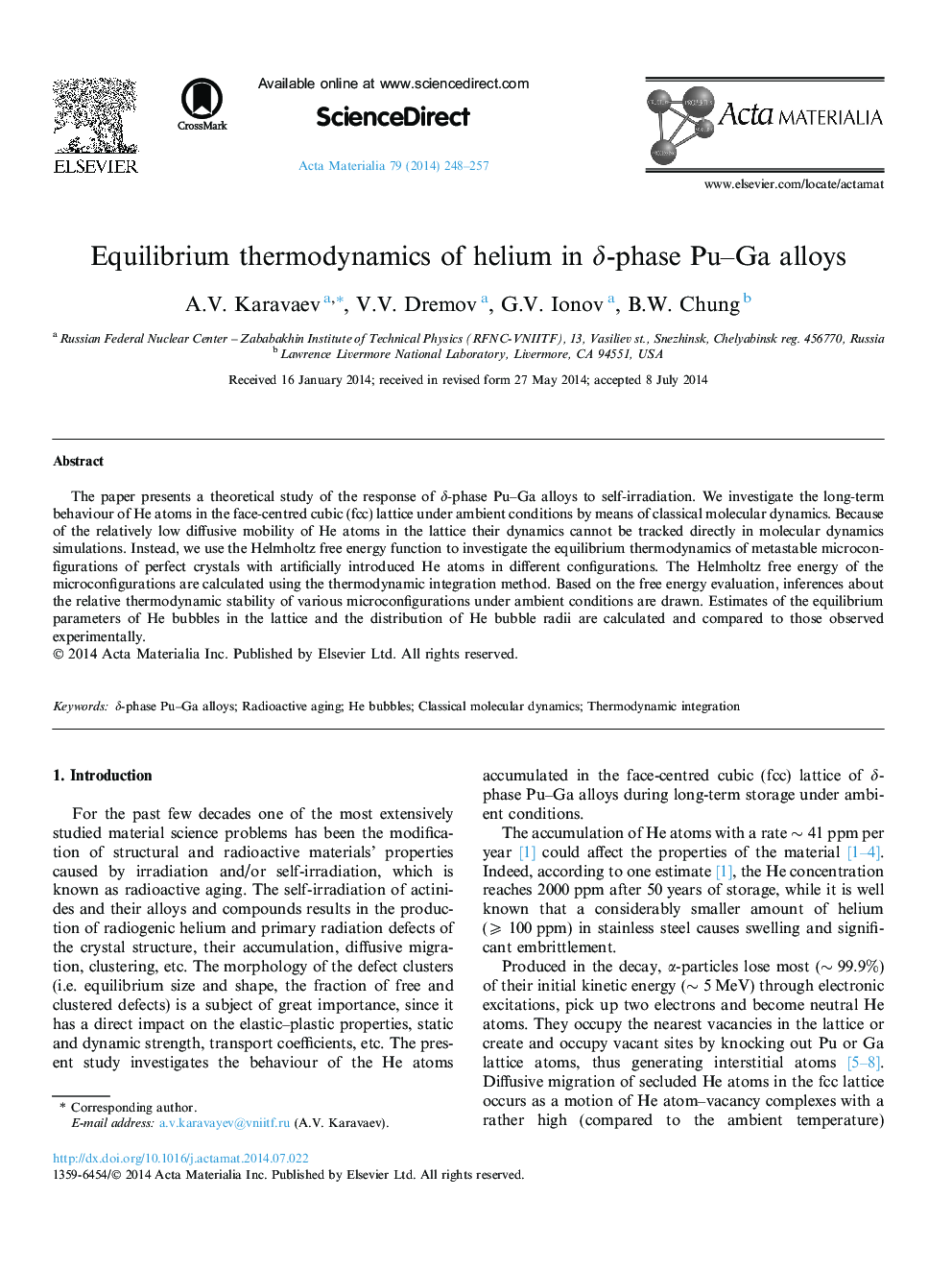 Equilibrium thermodynamics of helium in Î´-phase Pu-Ga alloys