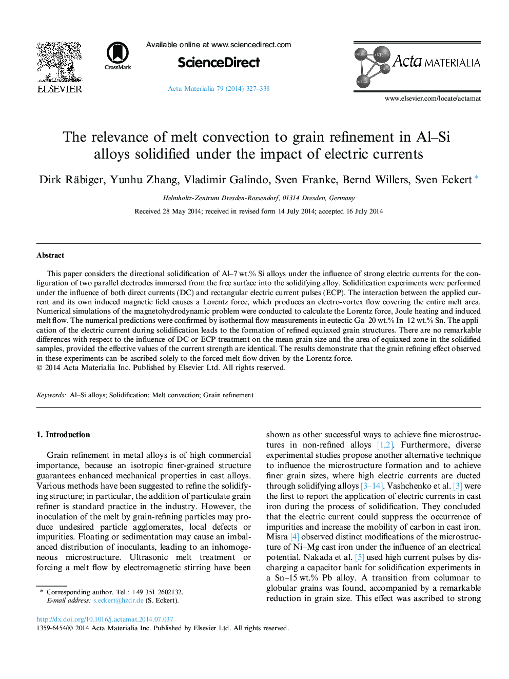 The relevance of melt convection to grain refinement in Al-Si alloys solidified under the impact of electric currents