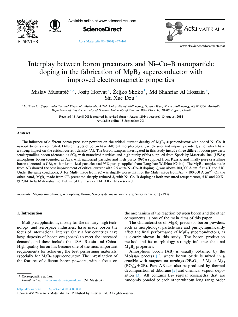 Interplay between boron precursors and Ni-Co-B nanoparticle doping in the fabrication of MgB2 superconductor with improved electromagnetic properties