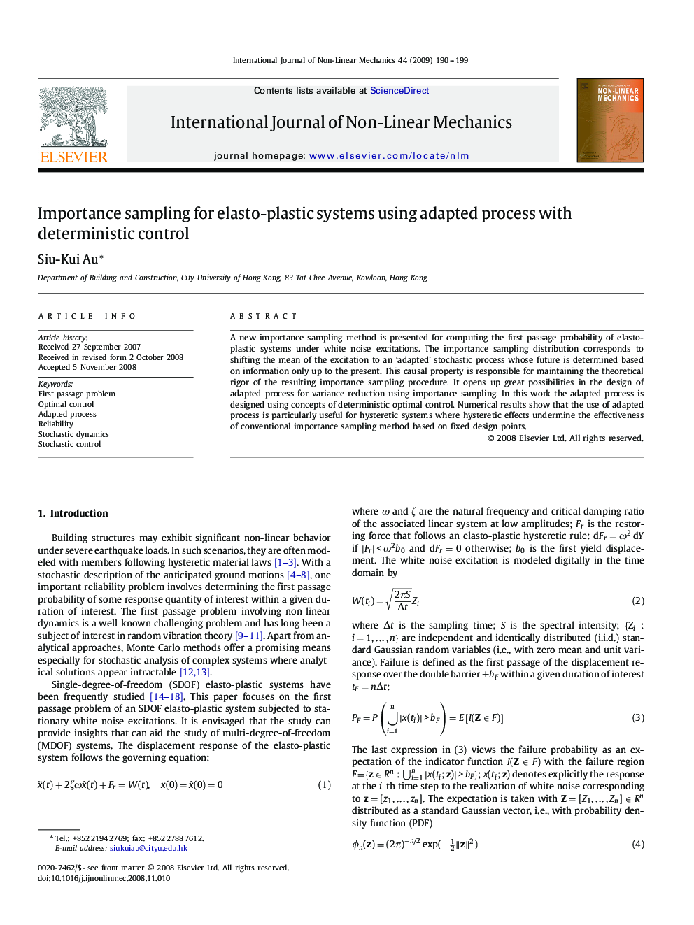 Importance sampling for elasto-plastic systems using adapted process with deterministic control