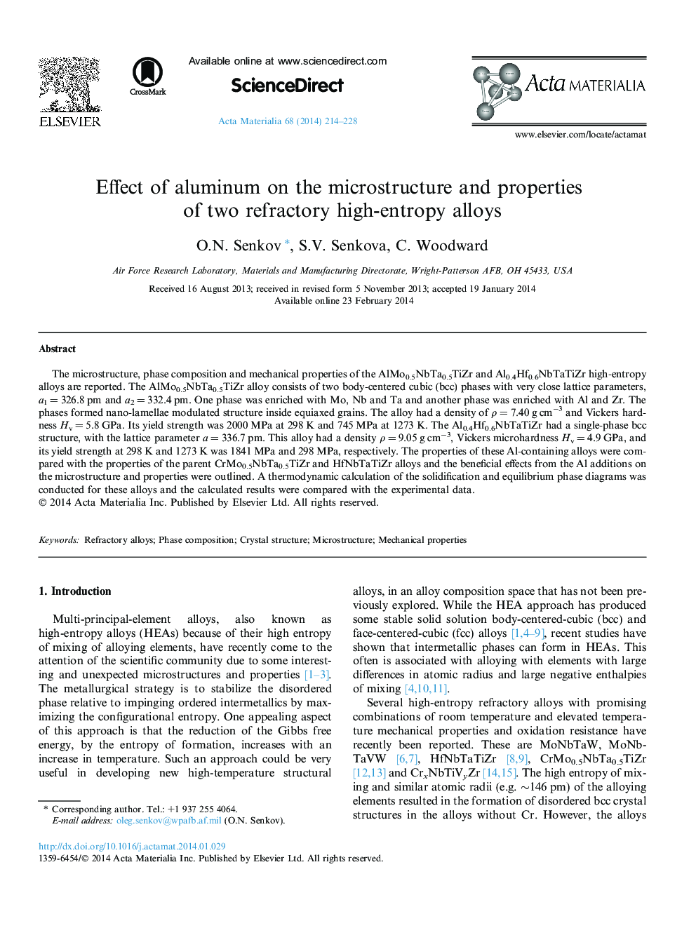 Effect of aluminum on the microstructure and properties of two refractory high-entropy alloys