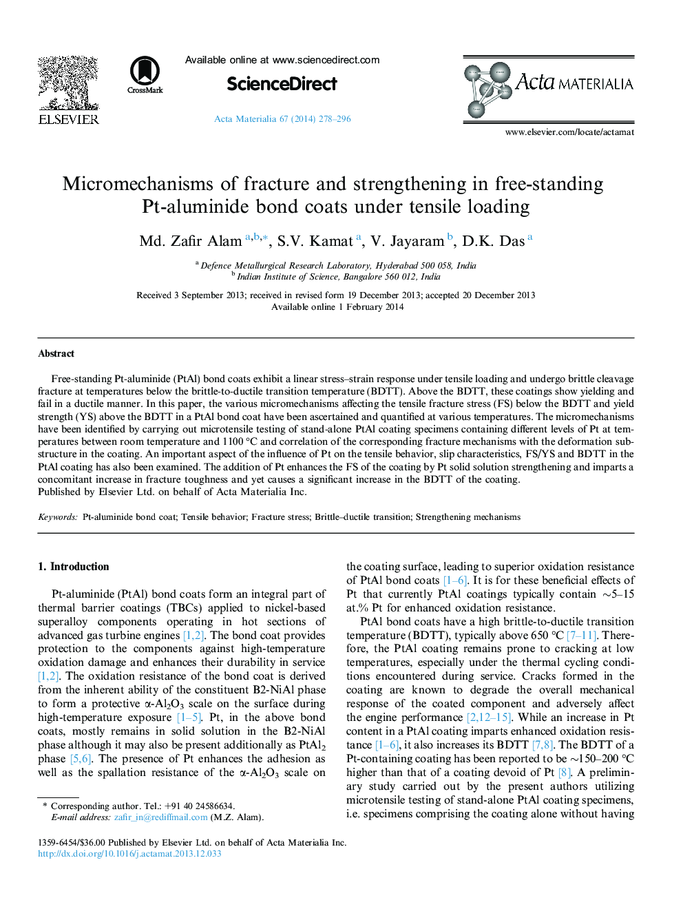 Micromechanisms of fracture and strengthening in free-standing Pt-aluminide bond coats under tensile loading