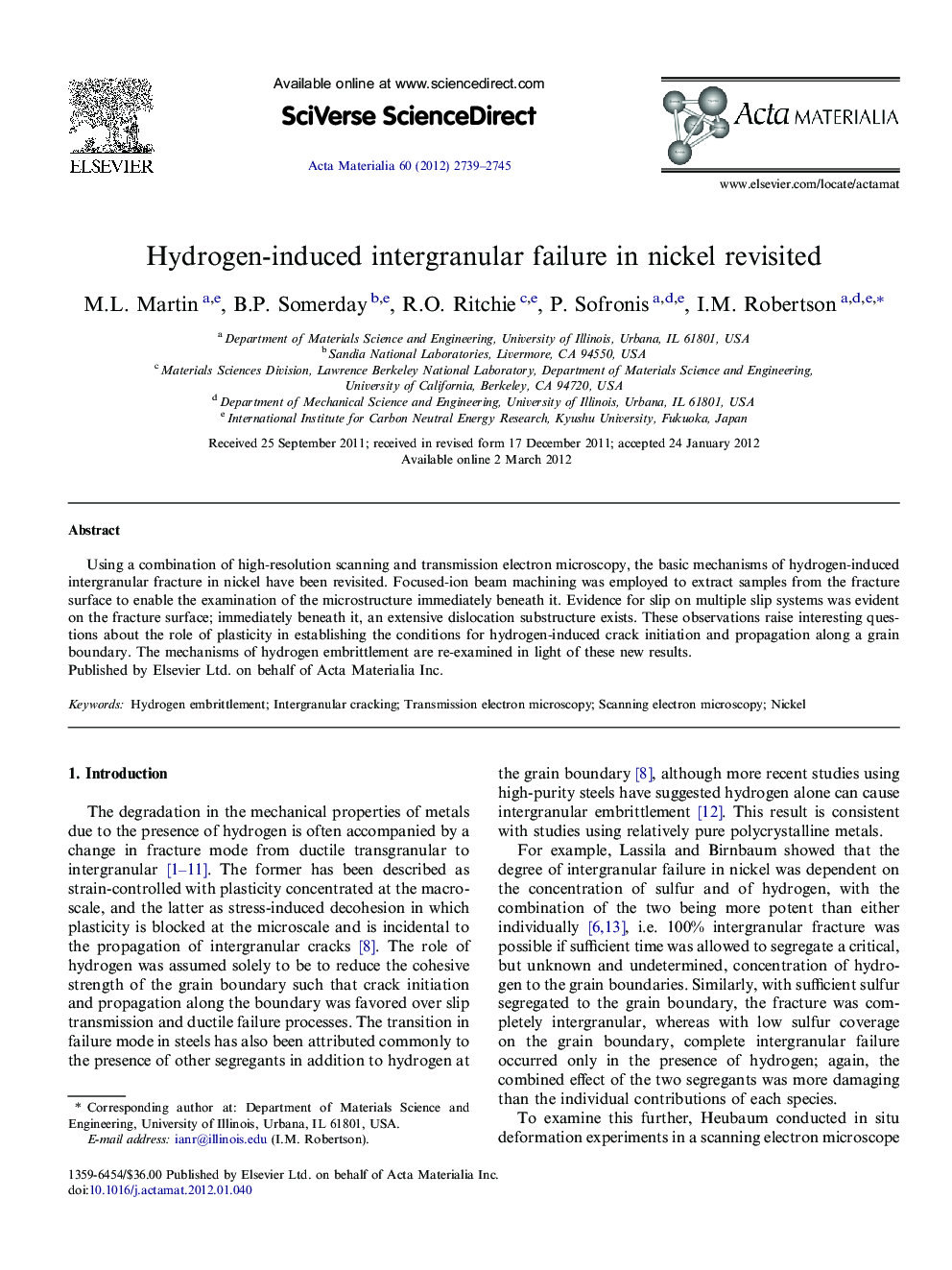 Hydrogen-induced intergranular failure in nickel revisited