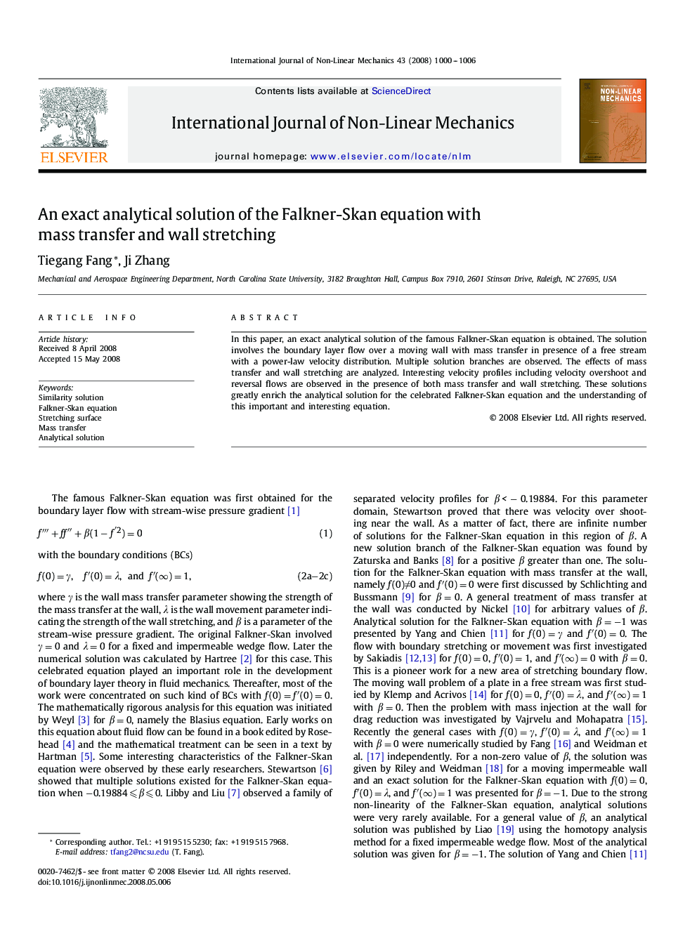 An exact analytical solution of the Falkner-Skan equation with mass transfer and wall stretching