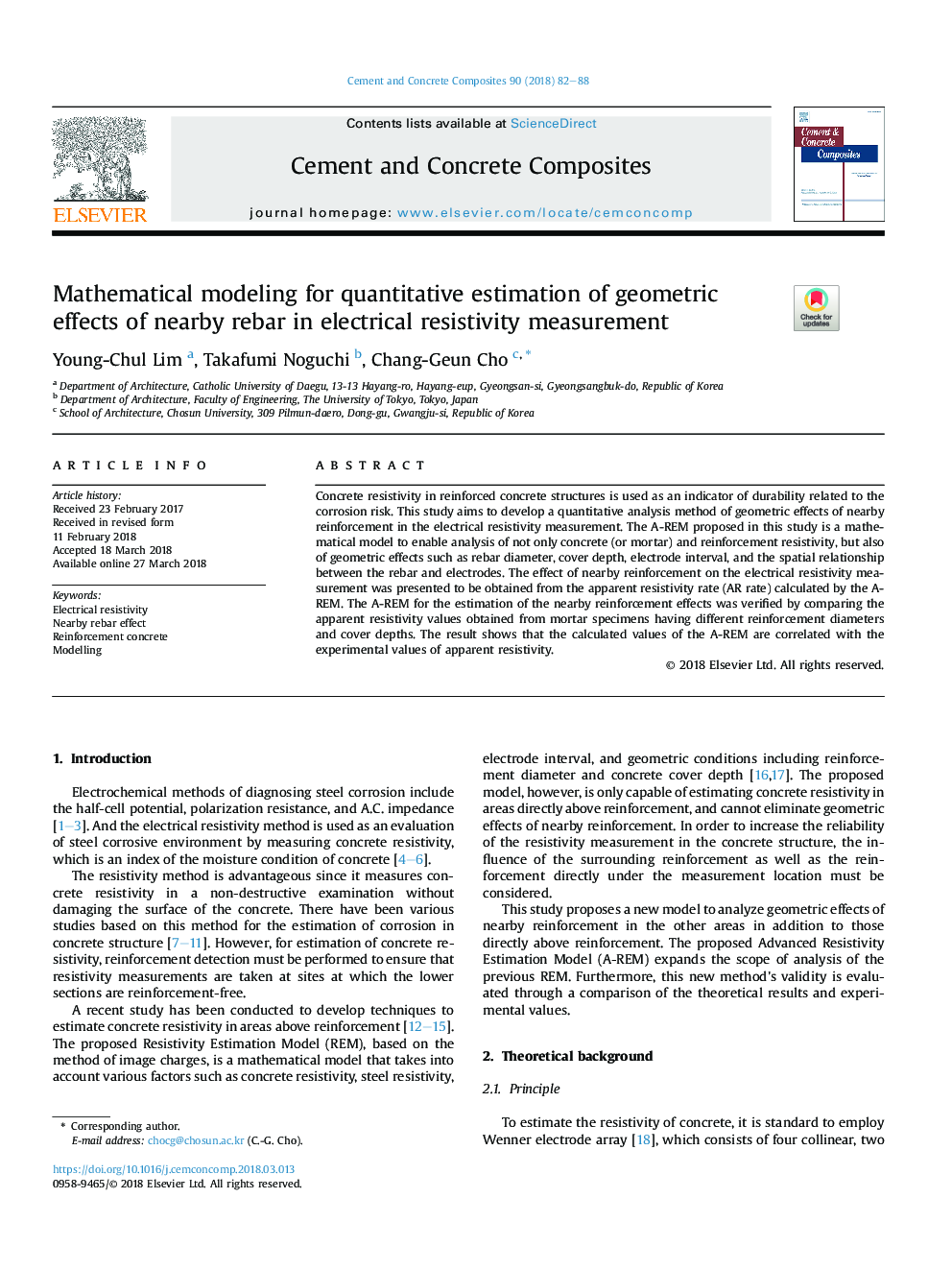 Mathematical modeling for quantitative estimation of geometric effects of nearby rebar in electrical resistivity measurement