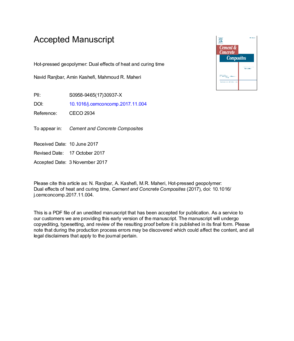 Hot-pressed geopolymer: Dual effects of heat and curing time