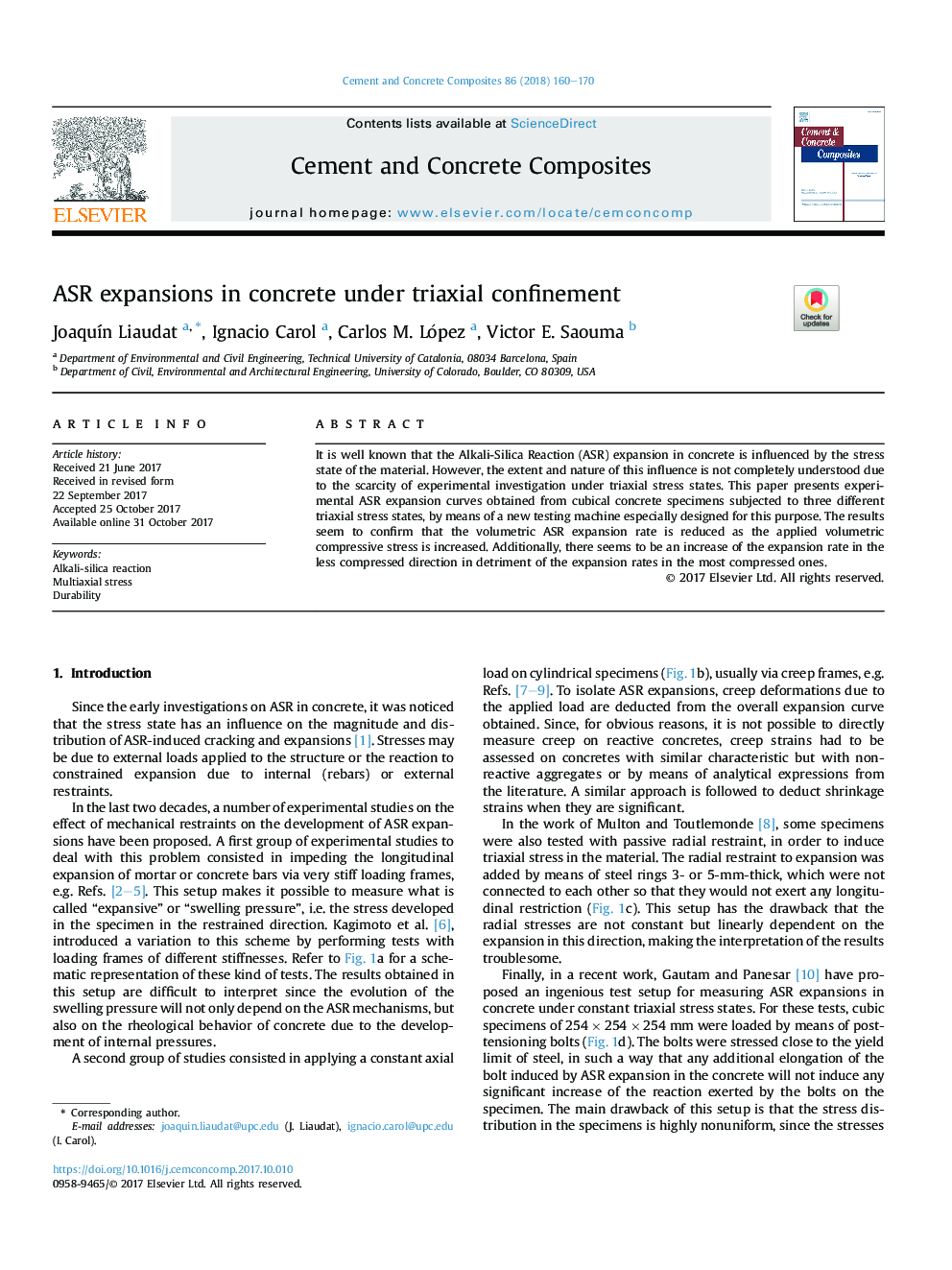 ASR expansions in concrete under triaxial confinement