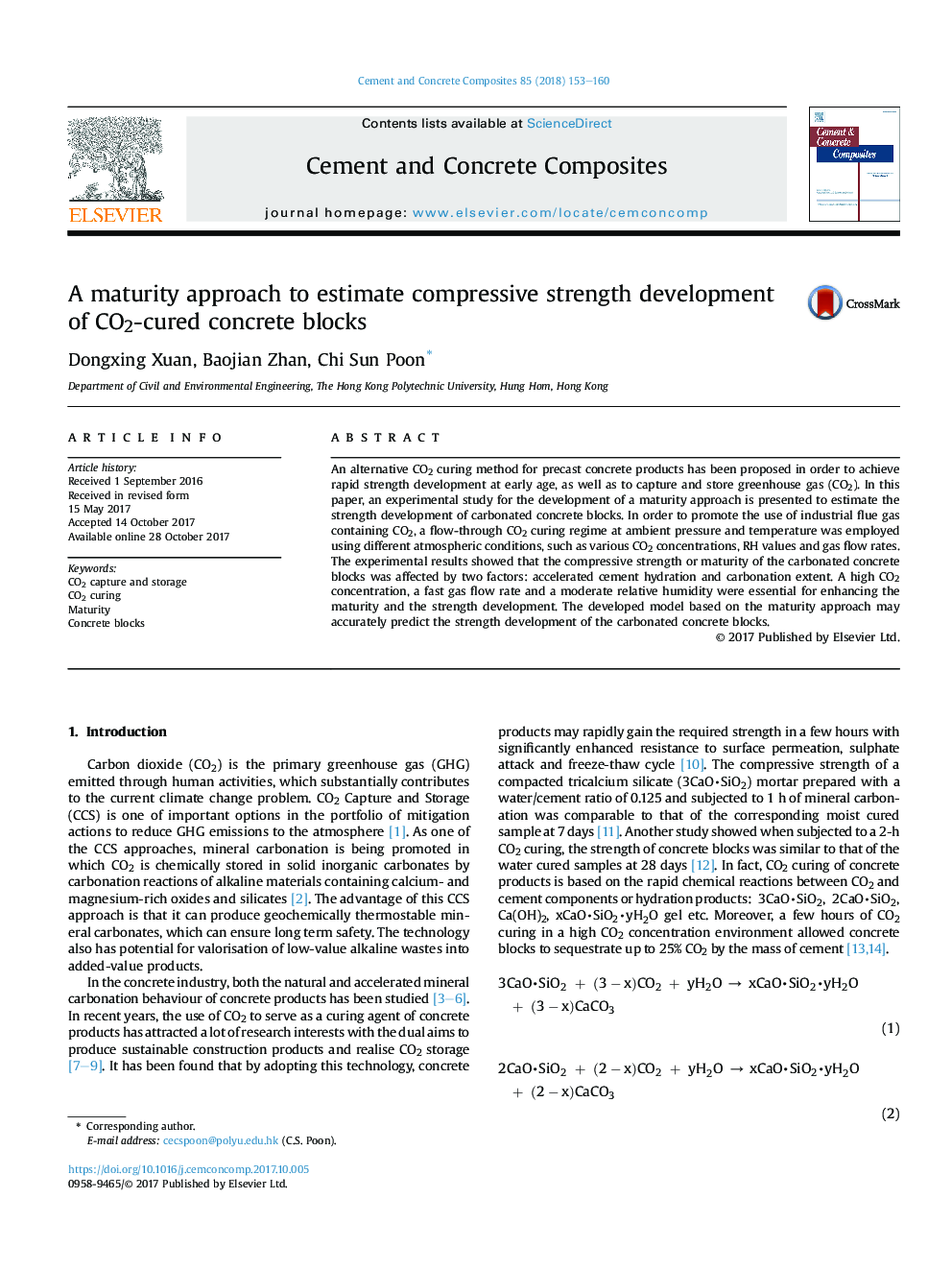 A maturity approach to estimate compressive strength development of CO2-cured concrete blocks