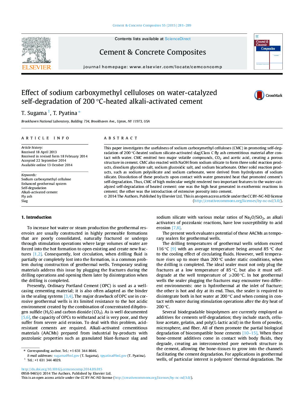 Effect of sodium carboxymethyl celluloses on water-catalyzed self-degradation of 200Â Â°C-heated alkali-activated cement