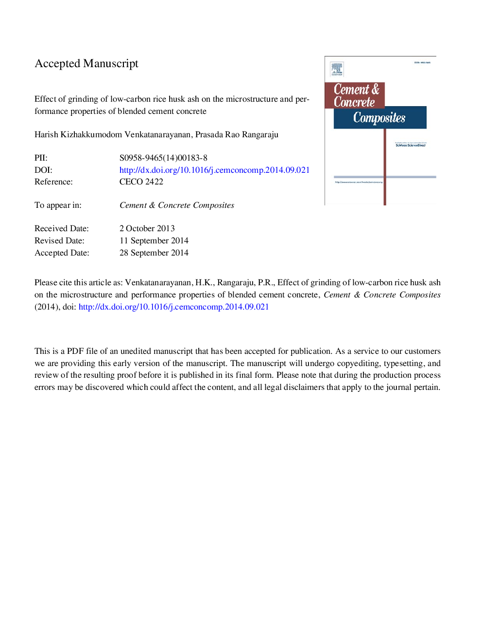 Effect of grinding of low-carbon rice husk ash on the microstructure and performance properties of blended cement concrete