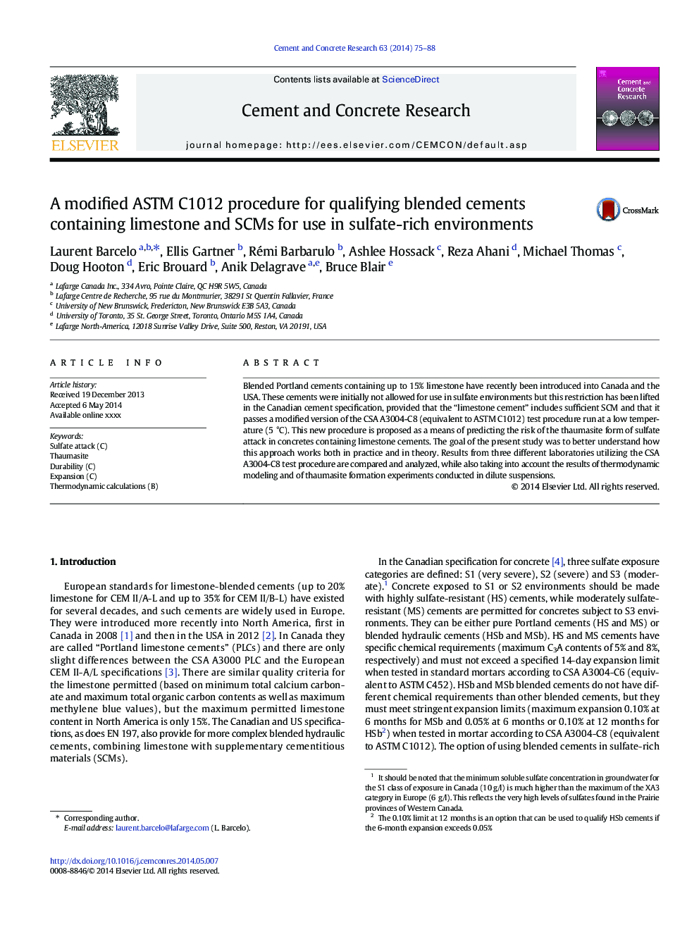 A modified ASTM C1012 procedure for qualifying blended cements containing limestone and SCMs for use in sulfate-rich environments