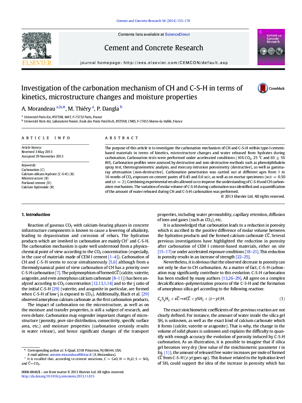 Investigation of the carbonation mechanism of CH and C-S-H in terms of kinetics, microstructure changes and moisture properties