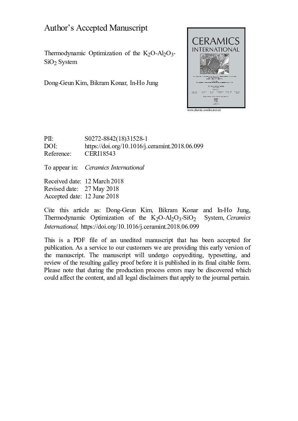 Thermodynamic optimization of the K2O-Al2O3-SiO2 system