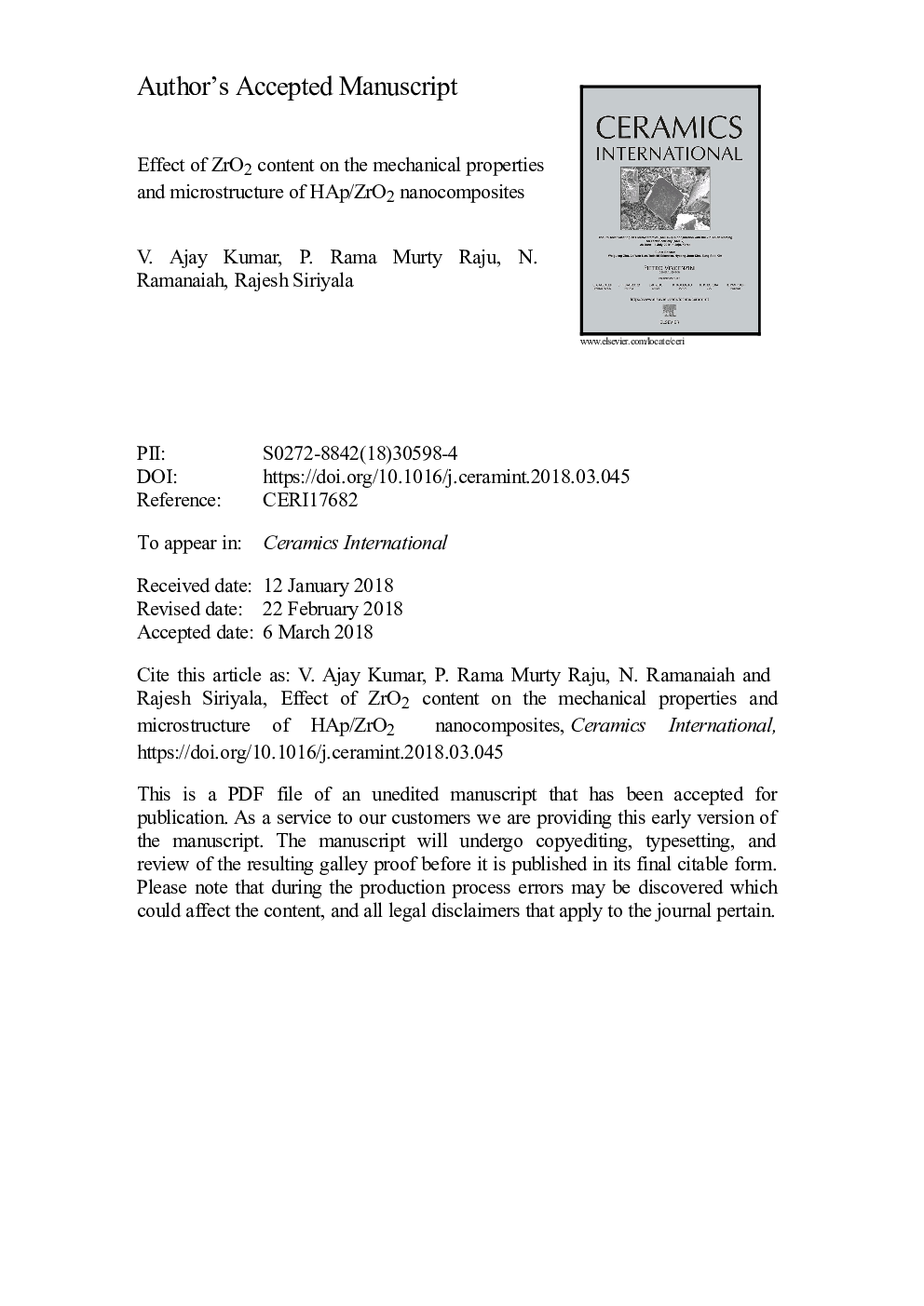 Effect of ZrO2 content on the mechanical properties and microstructure of HAp/ZrO2 nanocomposites