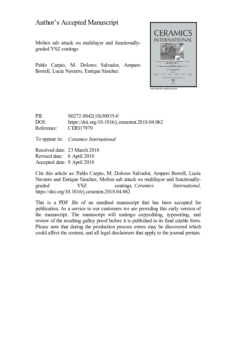 Molten salt attack on multilayer and functionally-graded YSZ coatings