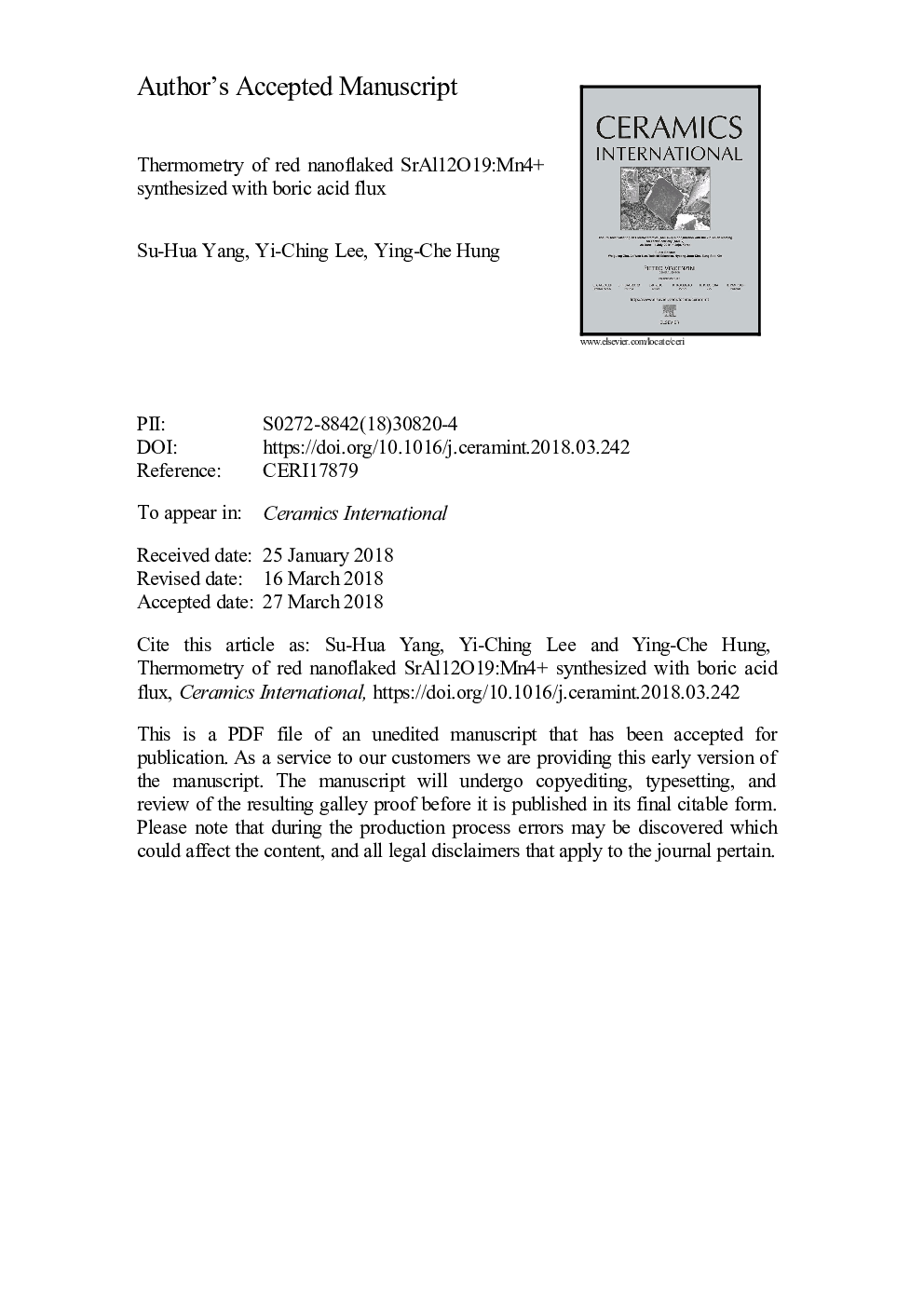 Thermometry of red nanoflaked SrAl12O19:Mn4+ synthesized with boric acid flux