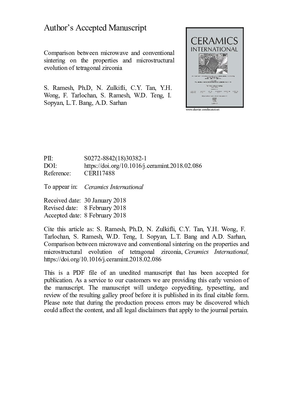 Comparison between microwave and conventional sintering on the properties and microstructural evolution of tetragonal zirconia