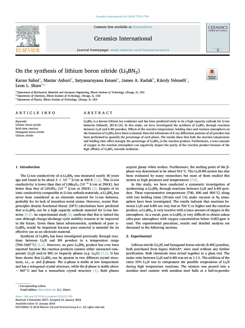 On the synthesis of lithium boron nitride (Li3BN2)