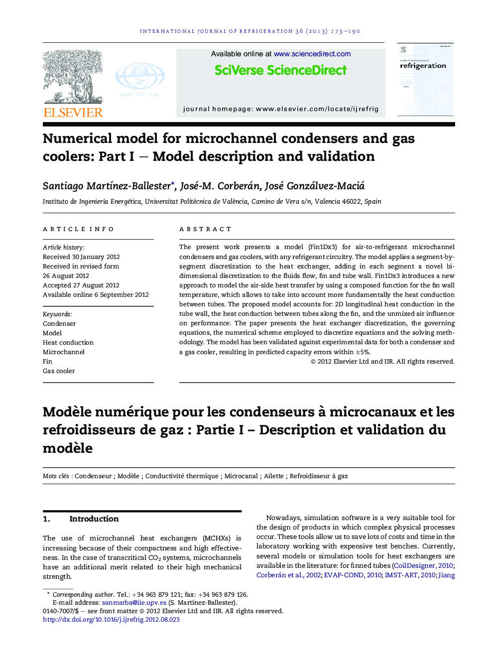 Numerical model for microchannel condensers and gas coolers: Part I – Model description and validation