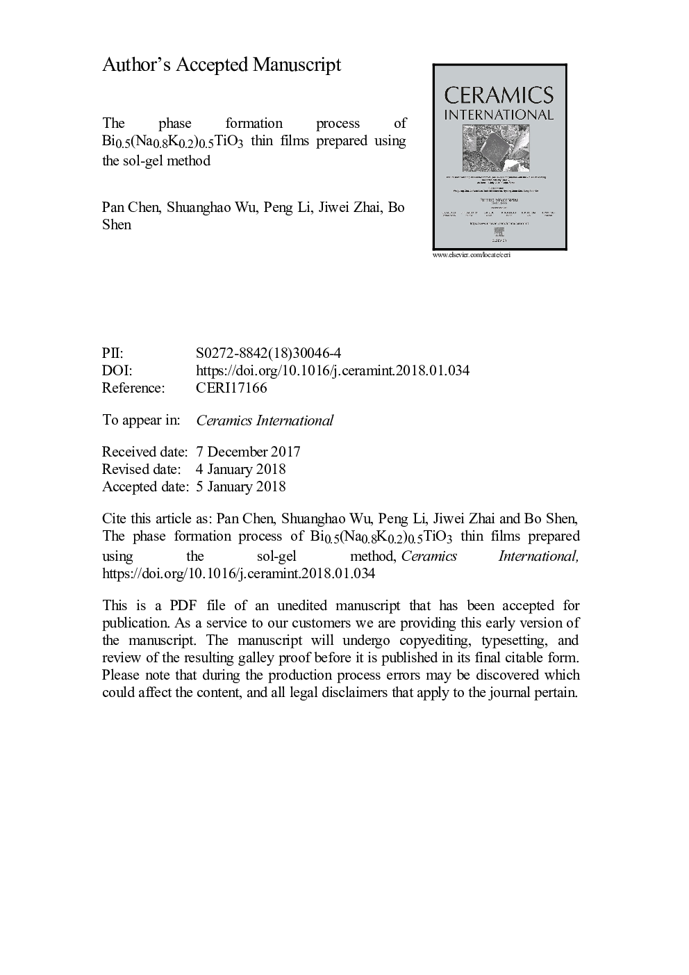 The phase formation process of Bi0.5(Na0.8K0.2)0.5TiO3 thin films prepared using the sol-gel method