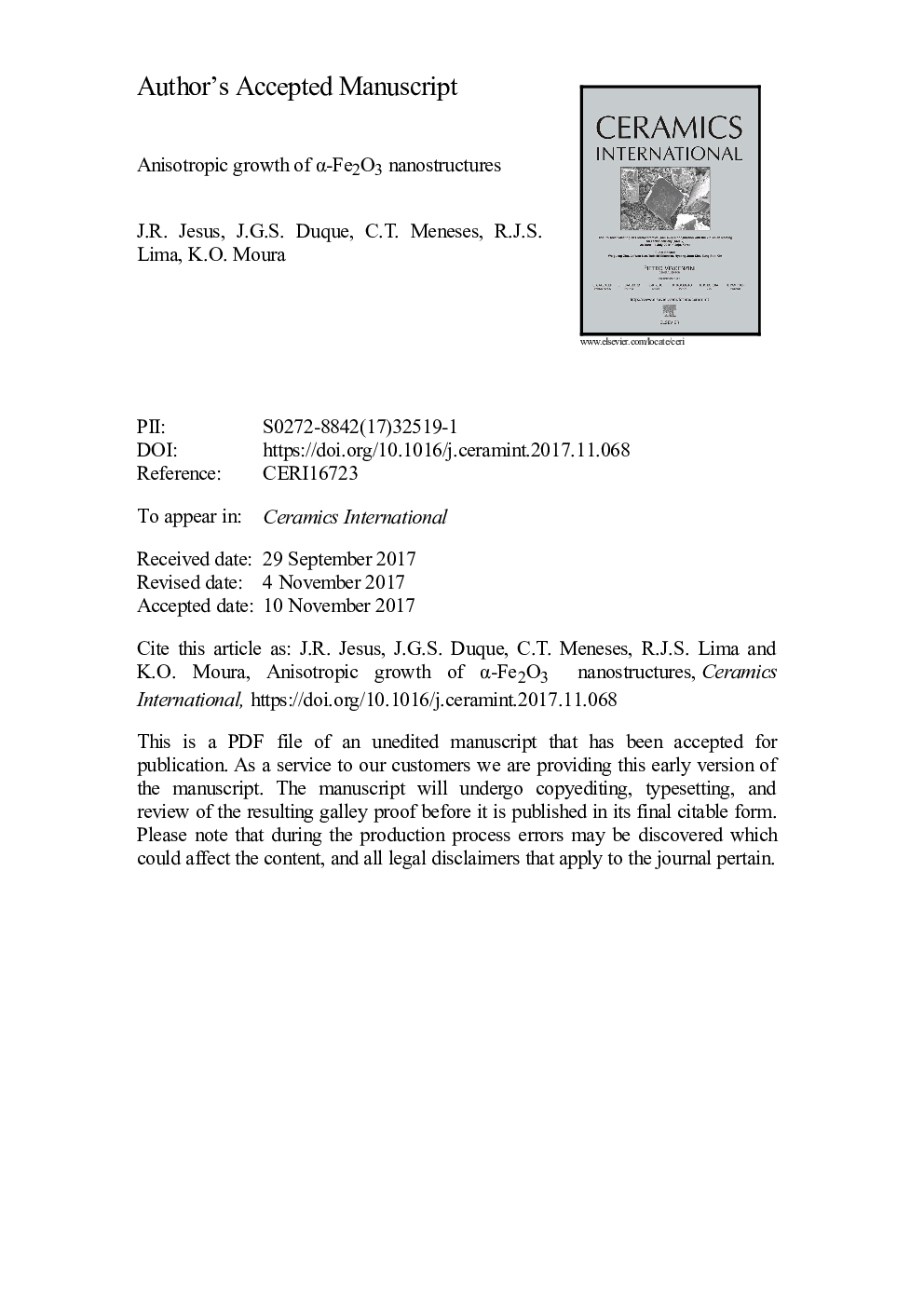 Anisotropic growth of Î±-Fe2O3 nanostructures