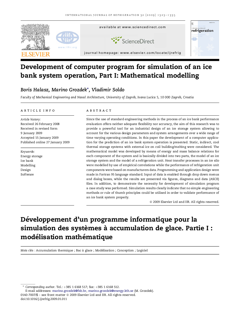 Development of computer program for simulation of an ice bank system operation, Part I: Mathematical modelling