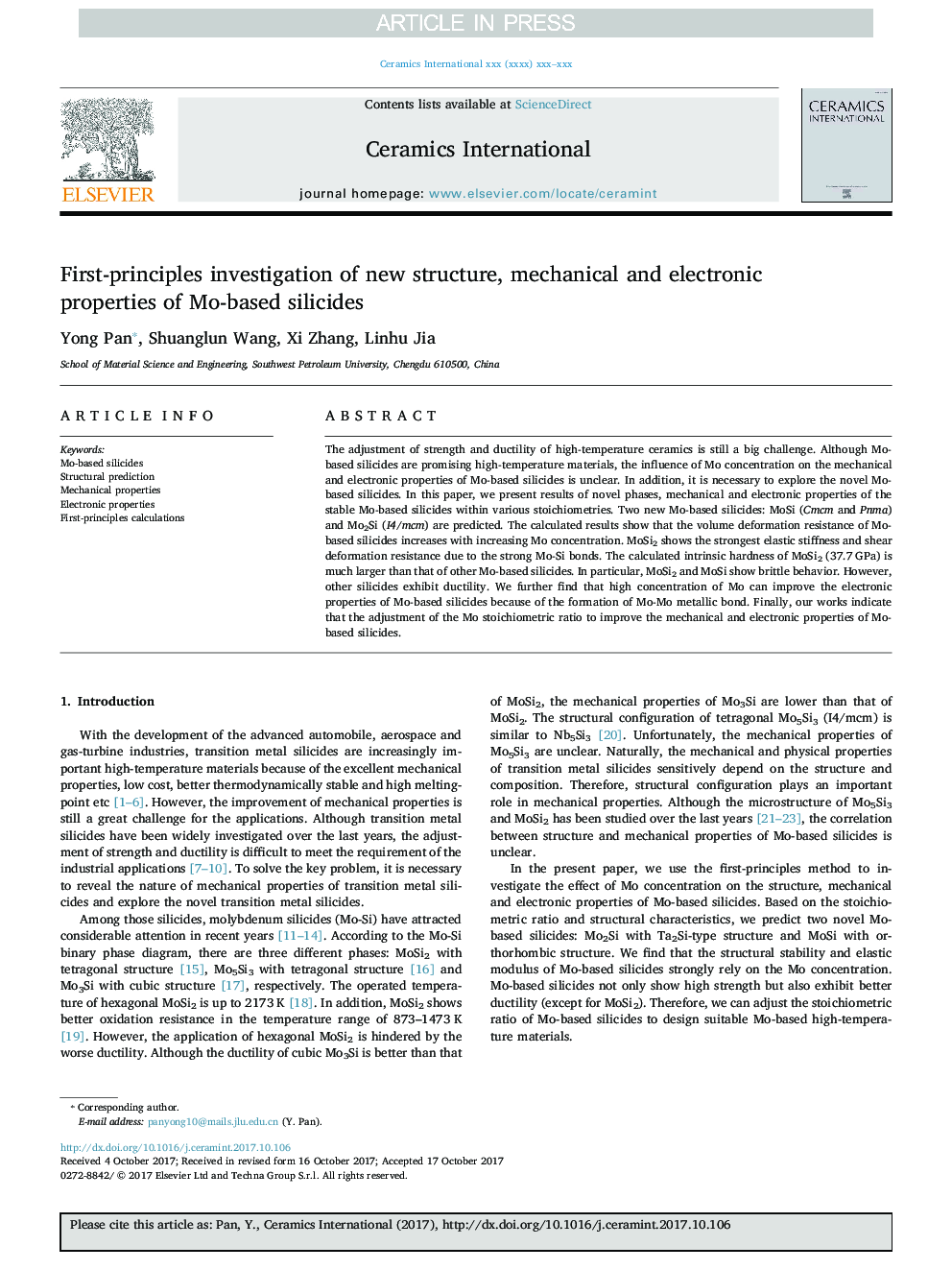 First-principles investigation of new structure, mechanical and electronic properties of Mo-based silicides