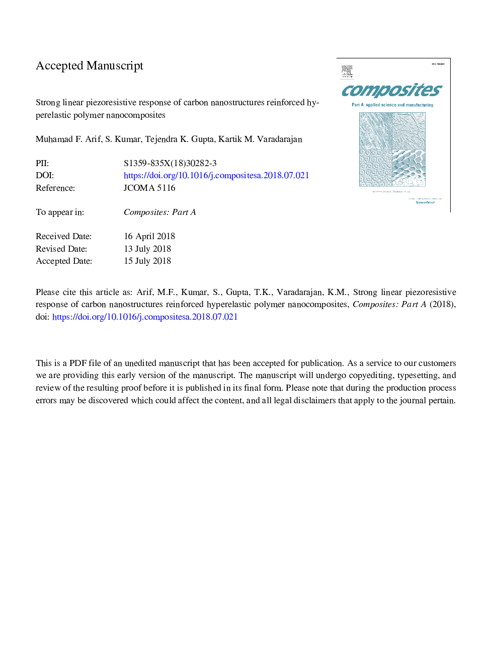 نانوکامپوزیت های پلیمری پلی اورتان تقویت شده از نانوکامپوزیت های کربنی مقاوم به خطی-پیزوآرزسیونی قوی برخوردار است 