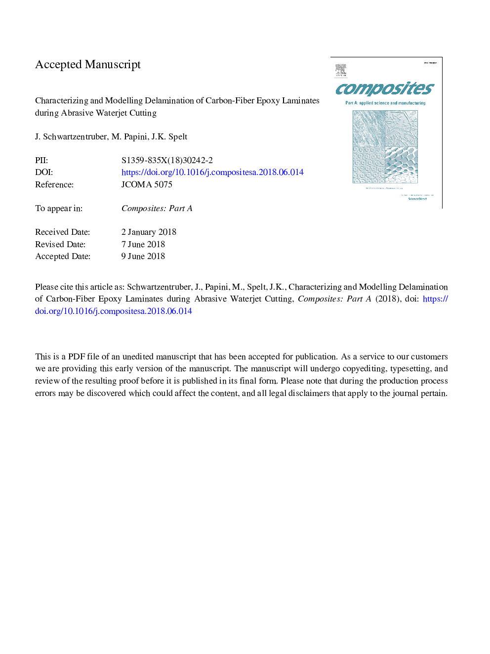 Characterizing and modelling delamination of carbon-fiber epoxy laminates during abrasive waterjet cutting