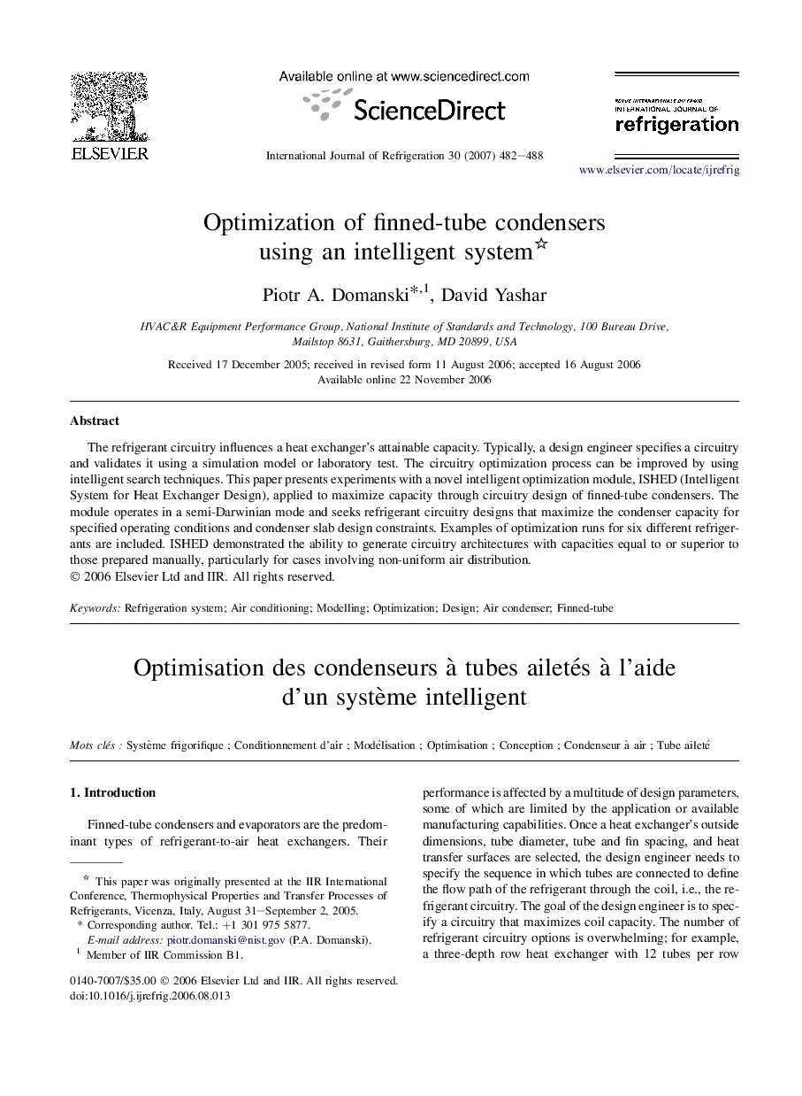 Optimization of finned-tube condensers using an intelligent system 