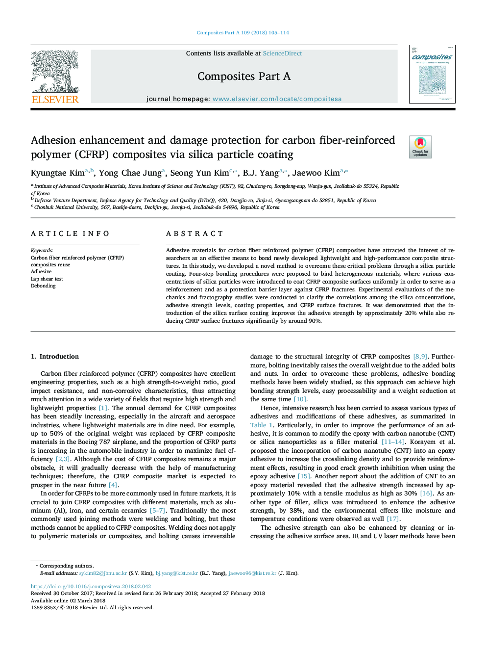 Adhesion enhancement and damage protection for carbon fiber-reinforced polymer (CFRP) composites via silica particle coating