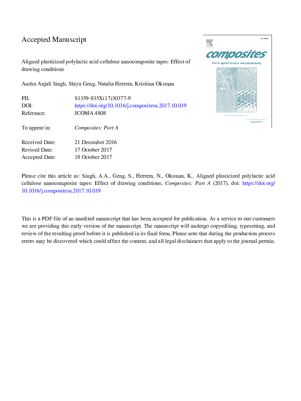 Aligned plasticized polylactic acid cellulose nanocomposite tapes: Effect of drawing conditions