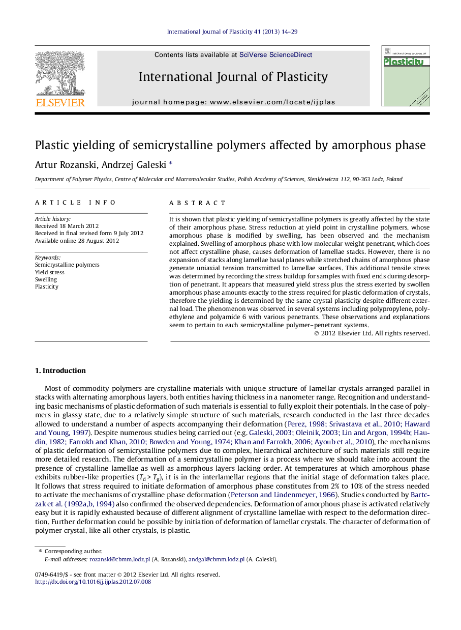 Plastic yielding of semicrystalline polymers affected by amorphous phase