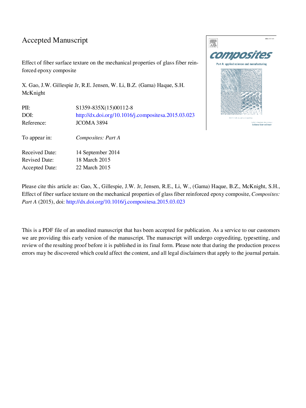 Effect of fiber surface texture on the mechanical properties of glass fiber reinforced epoxy composite