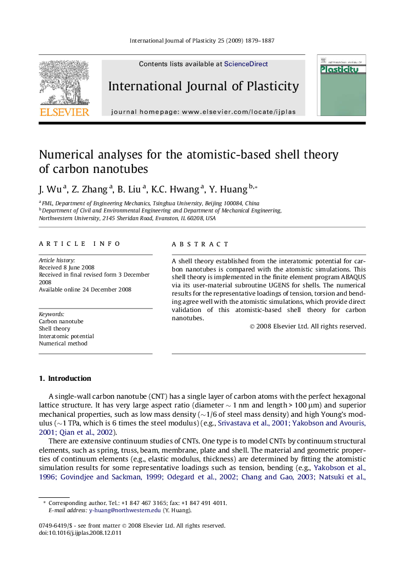 Numerical analyses for the atomistic-based shell theory of carbon nanotubes