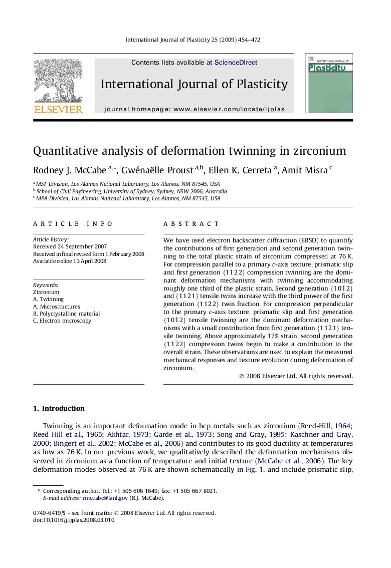 Quantitative analysis of deformation twinning in zirconium