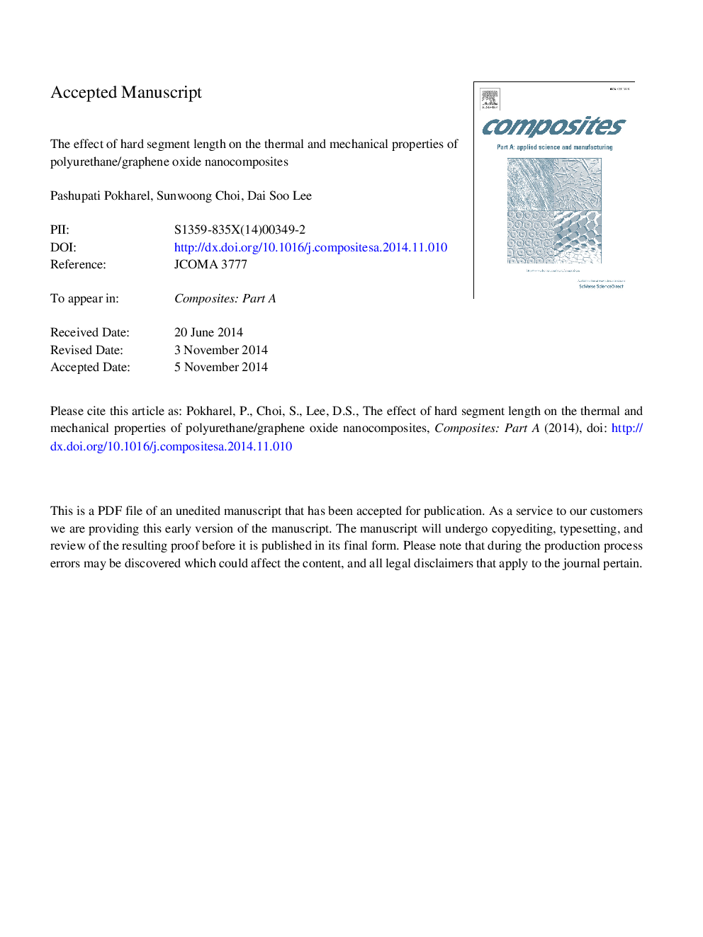 The effect of hard segment length on the thermal and mechanical properties of polyurethane/graphene oxide nanocomposites