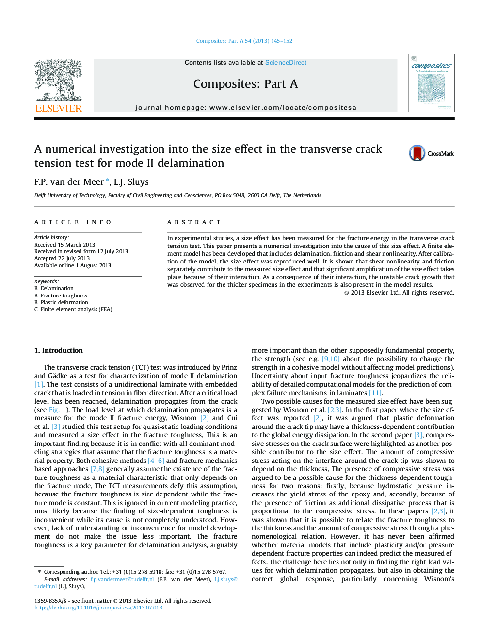 A numerical investigation into the size effect in the transverse crack tension test for mode II delamination