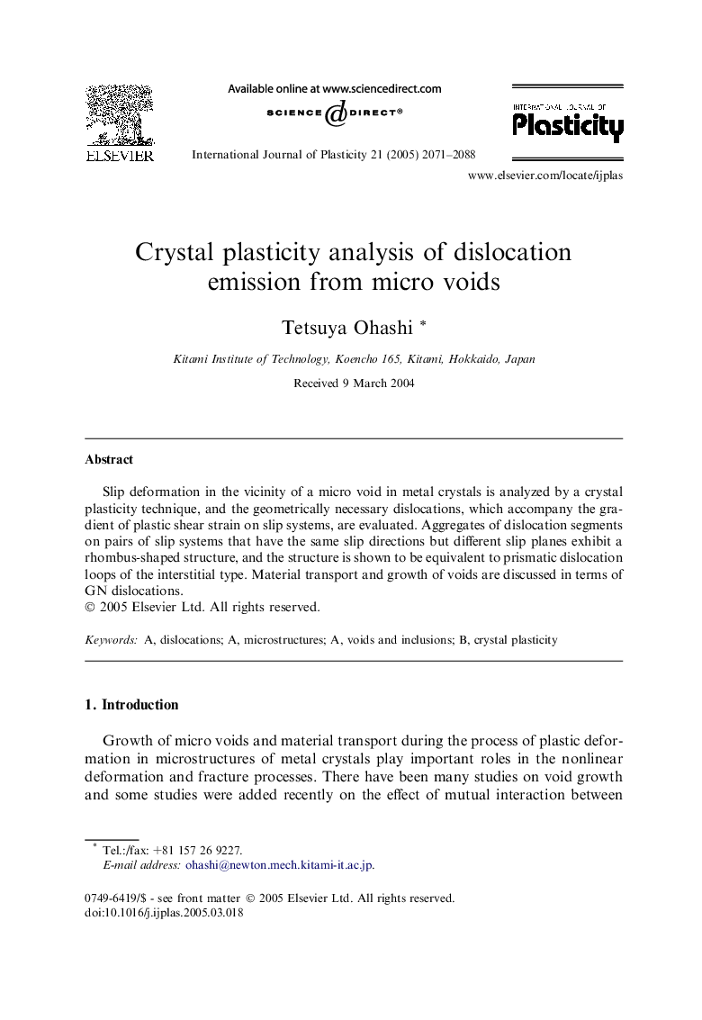Crystal plasticity analysis of dislocation emission from micro voids