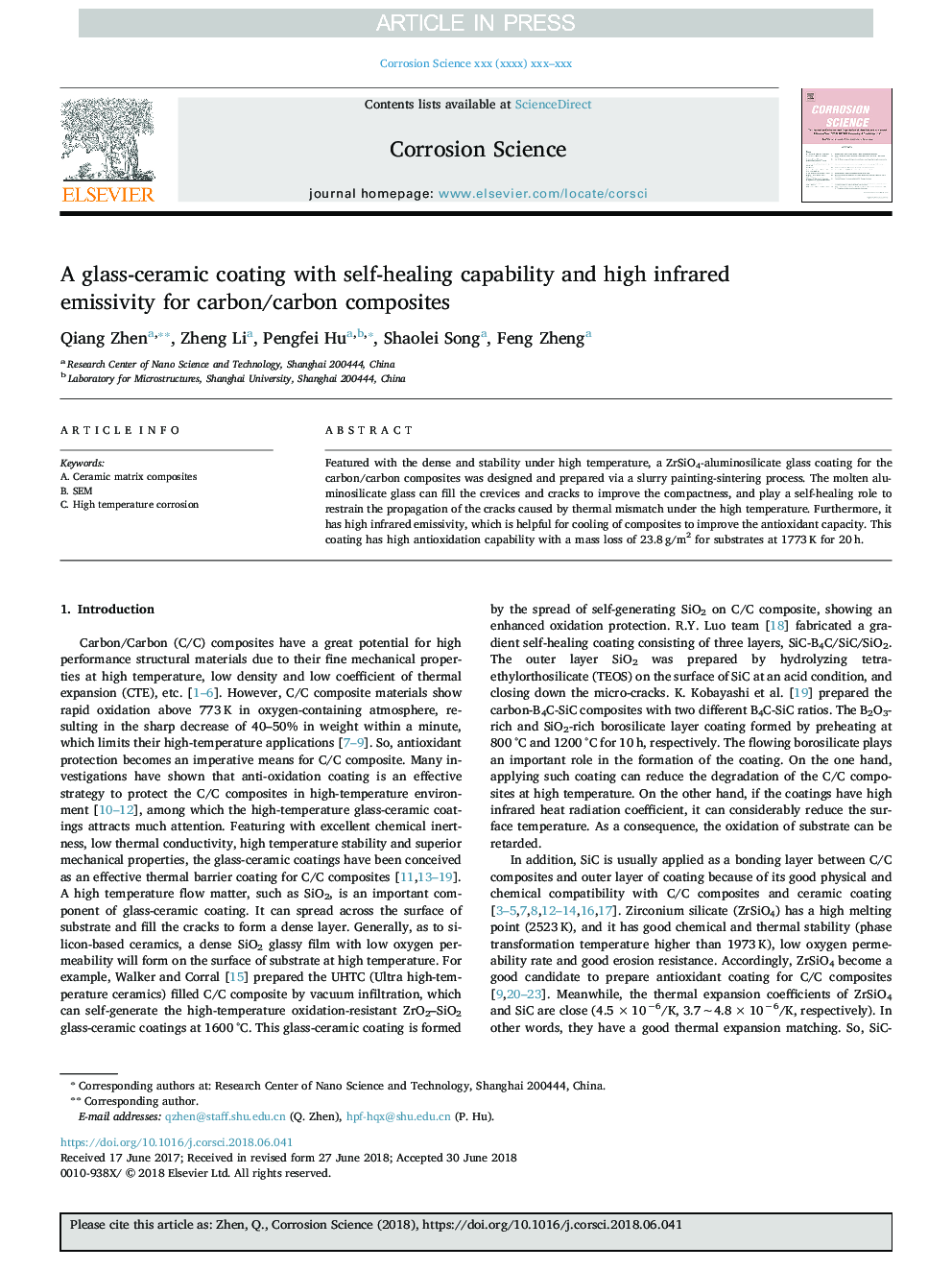 A glass-ceramic coating with self-healing capability and high infrared emissivity for carbon/carbon composites