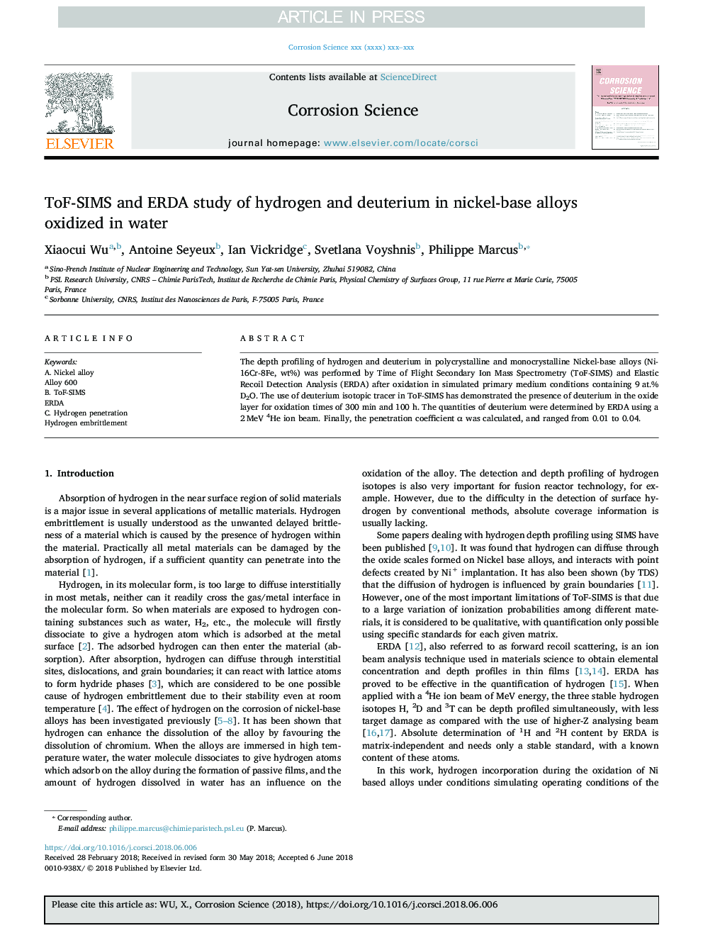 ToF-SIMS and ERDA study of hydrogen and deuterium in nickel-base alloys oxidized in water